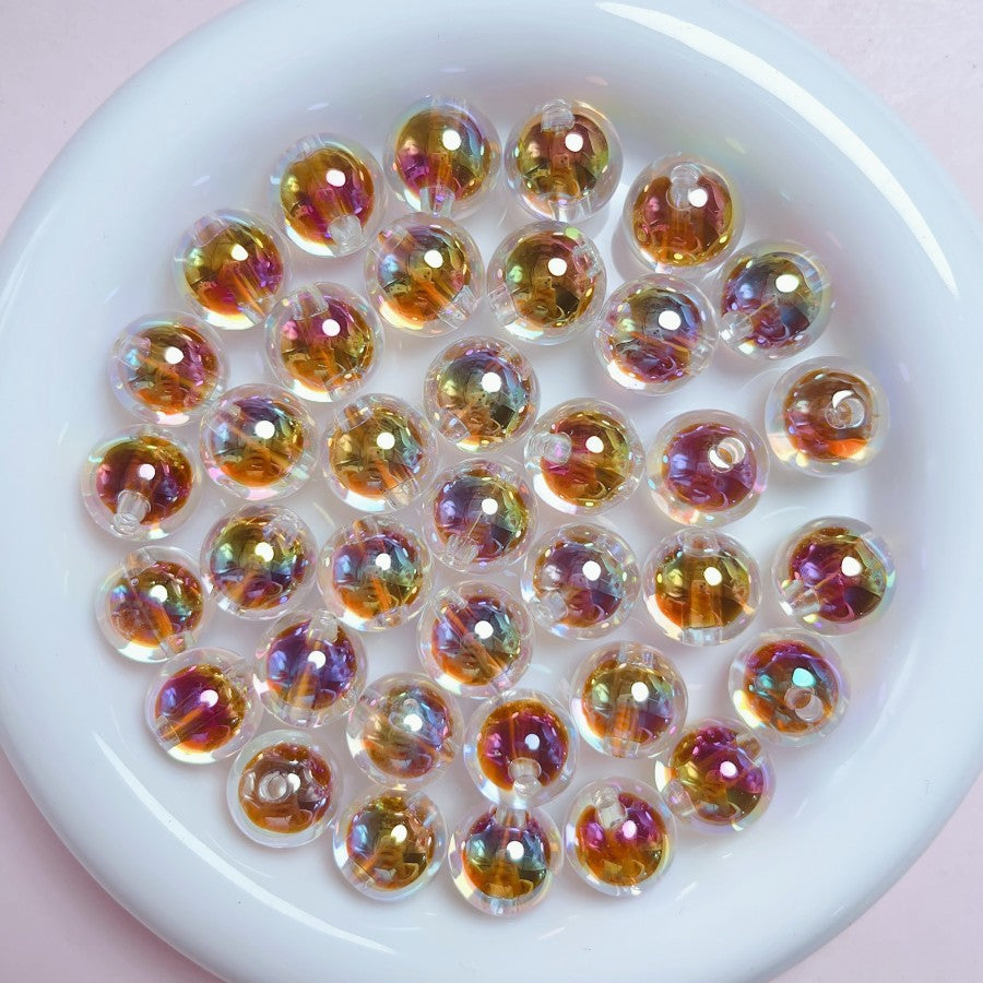 Wholesale 10pcs 16mm UV transparent sugar core round beads straight hole beads